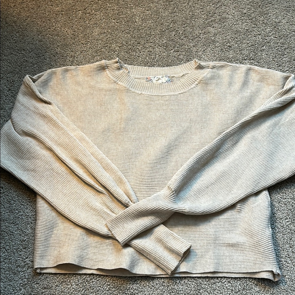 Pink Rose Cream Crew Neck Sweater Soft Knit Design